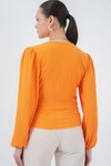 Merterium 0441 Anvelop Örme Bluz - Turuncu