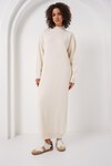 Merterium 15890 Uzun Triko Elbise - D.Krem