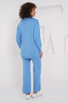 Merterium 15901 Fermuarlı Kazak Pantolon Triko İkili Takım - Mavi
