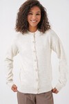 Merterium 15912 Kadın Düğmeli Hırka - Ekru