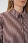 Merterium 20276 Uzun Kol Çizgili Gömlek - Kahverengi
