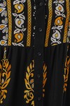 Merterium 2423 Otantik Desenli Tesettür Elbise - Siyah 13