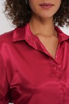 Merterium 3985 Oversize Saten Gömlek - Bordo
