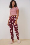 Merterium 4323 Desenli Pijama Altı - Bordo