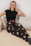 Merterium 4323 Desenli Pijama Altı - Siyah