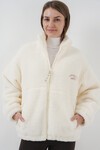 Merterium 5212 Kadın Oversize Peluş Ceket Mont - Ekru