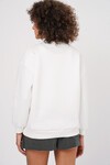Merterium 55447 Baskılı Oversize Sweatshirt - Beyaz