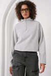 Merterium 55449 Fermuarlı Yaka Örme Sweatshirt - Gri