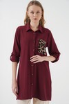 Merterium 5851 Cep Detaylı Gömlek Tunik - Bordo