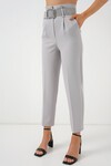 Merterium 6556 Kemerli Kumaş Pantolon - Gri
