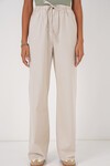Merterium 6690 Kadın Bol Paça Yüksek Bel Pantolon - Krem