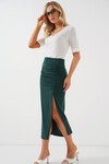 Merterium 8033 Sandy Yırtmaçlı Etek - Zümrüt Yeşili