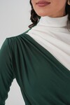 Merterium 940 Büzgü Detaylı Sandy Bluz - Zümrüt Yeşili