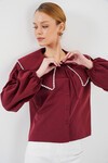 Merterium Kadın Bebe Yaka Gömlek 20314 - Bordo