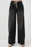 Merterium Kadın Bol Paça Kot Pantolon 6705 - Siyah