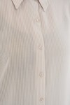 Merterium Kadın Çizgili Oversize Gömlek 20295 - Krem