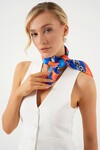 Merterium Kadın Desenli Bandana Fular 010187 - Lacivert