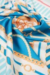 Merterium Kadın Desenli Bandana Fular 010187 - Mavi