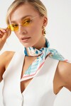 Merterium Kadın Desenli Bandana Fular 010187 - Mavi
