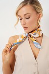 Merterium Kadın Desenli Bandana Fular 010187 - Turuncu