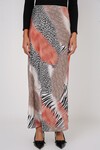 Merterium Kadın Desenli Saten Etek 15877 - Turuncu