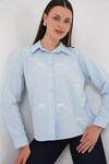 Merterium Kadın Fiyonk Detay Gömlek 20311 - Mavi