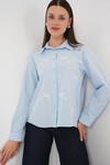 Merterium Kadın Fiyonk Detay Gömlek 20311 - Mavi