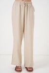 Merterium Kadın Geniş Paça Keten Pantolon 6735 - Krem