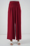 Merterium Kadın Geniş Paça Pileli Pantolon 6718 - Kırmızı