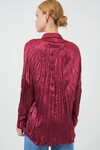 Merterium Kadın Kırışık Saten Gömlek 20316 - Bordo