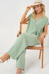 Merterium Kadın Kısa Kol Bağcıklı Ayrobin İkili Takım 6741 - E.Yeşil