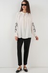 Merterium Kadın Nakışlı Örme Bluz 941 - Beyaz