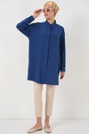 Merterium Kadın Uzun Gömlek Tunik 5945 - İndigo