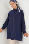 Merterium Kadın Uzun Gömlek Tunik 5945 - Lacivert