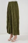 Merterium Kadın Uzun Kırışık Etek 8042 - Haki