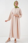 Merterium Kadın Uzun Tesettür Elbise 2525 - Krem