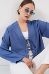 Merterium Önü Bağlamalı Keten Kimono 960 - İndigo