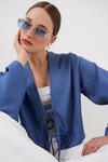 Merterium Önü Bağlamalı Keten Kimono 960 - İndigo