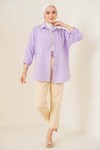 103901 Oversize Basic Tesettür Gömlek - Lila