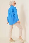 103901 Oversize Basic Tesettür Gömlek - Saks