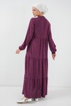 Merterium 1627 Yaka Bağcıklı Tesettür Elbise - Çapa Mor