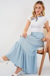 Merterium 1886 Uzun Örme Etek - Açık Mavi