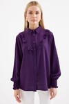 Merterium 20223 Fırfırlı Uzun Kol Gömlek - Mor