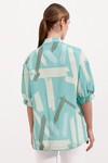 Merterium 20226 Desenli Oversize Gömlek - Mint
