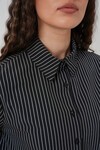 Merterium 20276 Uzun Kol Çizgili Gömlek - Siyah