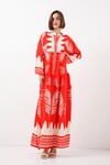Merterium 2423 Otantik Desenli Tesettür Elbise - M. Kırmızı