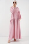 Merterium 2527 Kadın Uzun Tesettür Elbise - Pudra