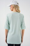 Merterium 4332 Yanı Yırtmaçlı Örme Tişört - Mint