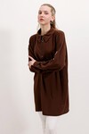 Merterium 5917 Fermuarlı Oversize Tunik - Kahverengi