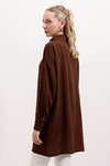 Merterium 5917 Fermuarlı Oversize Tunik - Kahverengi